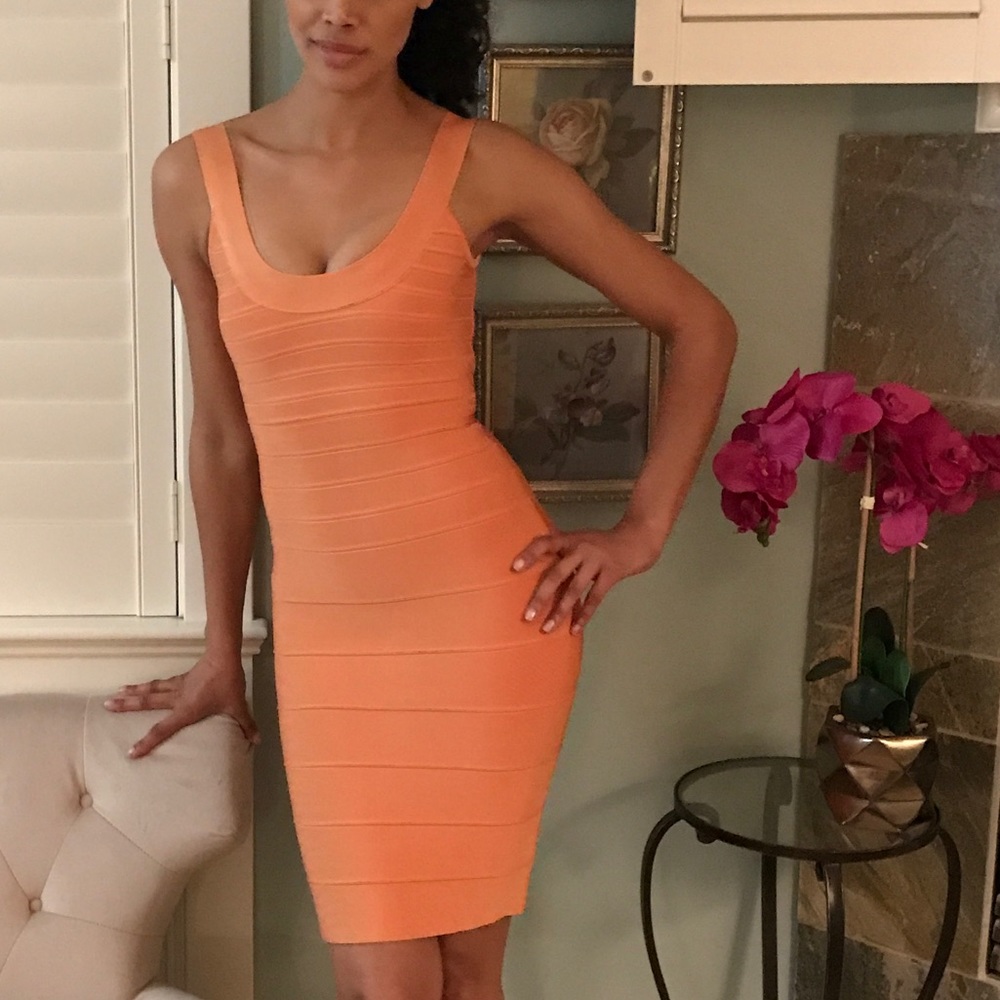 🍊HERVE LEGER PAPAYA DRESS🍊